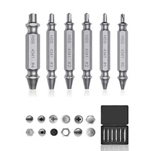 Home Essentials Screw You Broken Bolt Remover 6Pcs Damaged Screw Extractor Set Drill Bit Woodworking Easy Fix - Silver 6pcs No Box - View 1