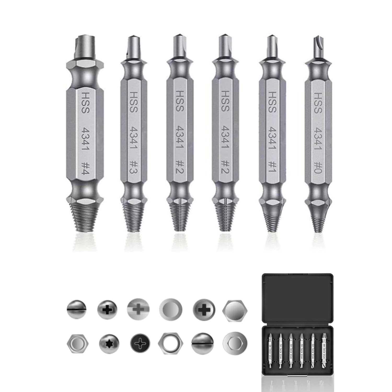 Home Essentials Screw You Broken Bolt Remover 6Pcs Damaged Screw Extractor Set Drill Bit Woodworking Easy Fix - Silver 6pcs No Box - View 1