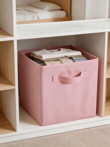 1/3/6pcs Pink Foldable Clothes Storage Boxes Without Lid, Durable Breathable Non-Woven Fabric Stackable Closet Organizer Bins, Space-Saving Collapsible Storage Boxes For Home, Apartment, Dorm Daily Use - Pink - View 5