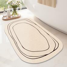 1pc Bathroom Mat, Printed Minimalist Striped Mat, Non-Slip Absorbent Mat For Home Bathroom, Toilet Floor Rug, Home Decor - Multicolor - View 3
