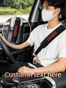Customized Seatbelt Shoulder Pads, Personalized Name/Letter Car Seatbelt Shoulder Covers - Soft And Suitable For All Vehicles, Comfortable For Sedan, Truck, Long Driving, Black/Red/Gray Gift, Car Seatbelt Shoulder Protector, Durable Safety Belt Accessories, Suitable For Valentine's Day Gift Or Car Interior Decor - Multicolor - View 3