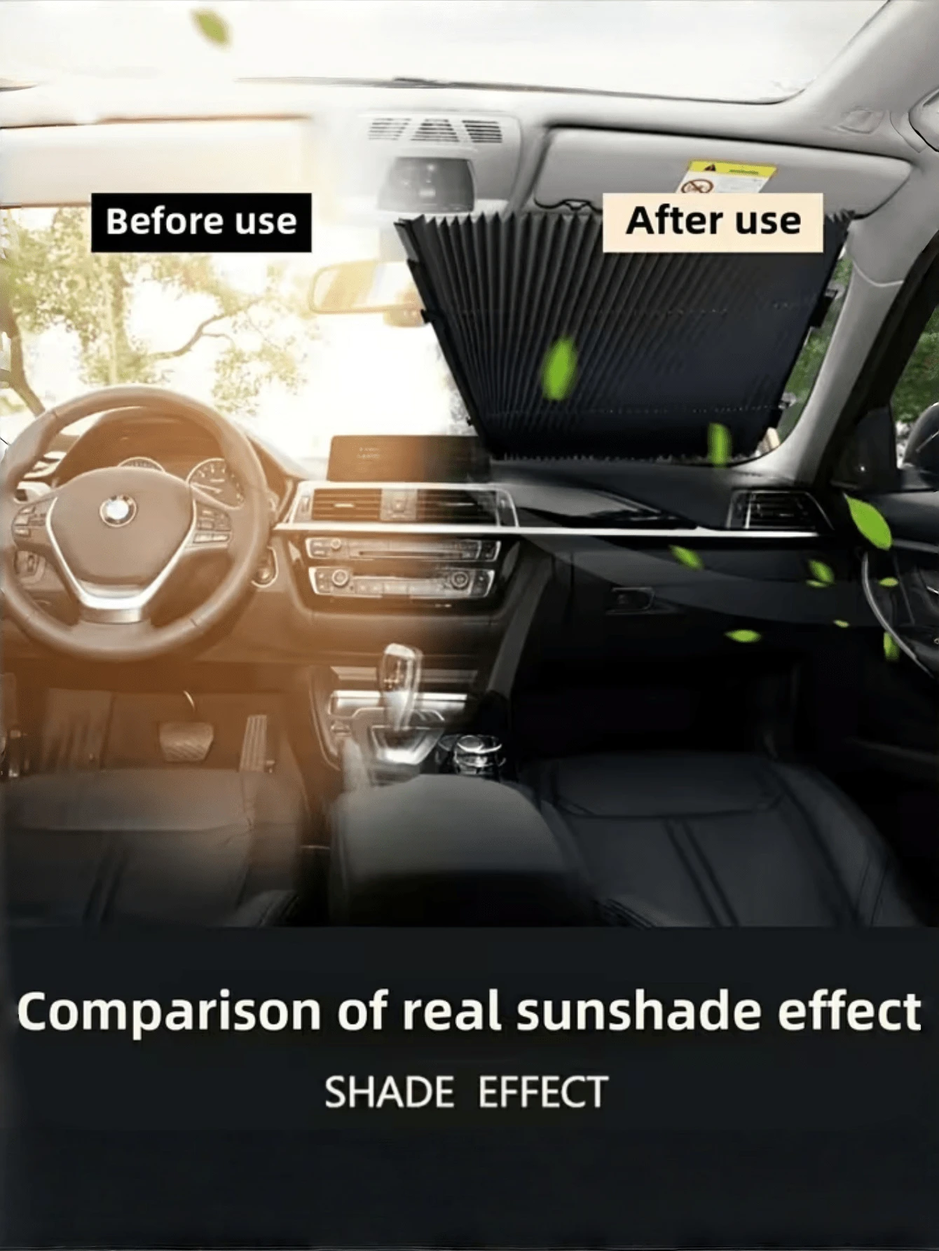 1 pieza Parasol retráctil para coche de fácil instalación - Protección UV y aislamiento térmico, cortina adhesiva para ventana