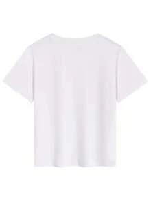 Women's Cotton T-Shirt, "Definition" Print, Retro Colors, Round Neck, Short Sleeve, Casual Bohemian Style, Ideal For Everyday Wear And Teacher's Day Gift - 白色 - 查看 2