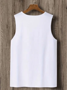 Men Clothes Summer Casual 100 Percent Cotton White Cotton Tank Top Solid Color Beachwear For Men Fathers Day Gift Loose Comfortable Breathable Machine Washable Fabric Drippy Clothes Y2K Style - 白色 - 查看 7