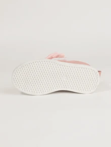 1 Pair Baby Sneakers With Bow Decor, Shiny Upper, White Sole, Side Rhinestone, Non-Slip, Suitable For Outdoor Wear All Seasons - Pink - View 9