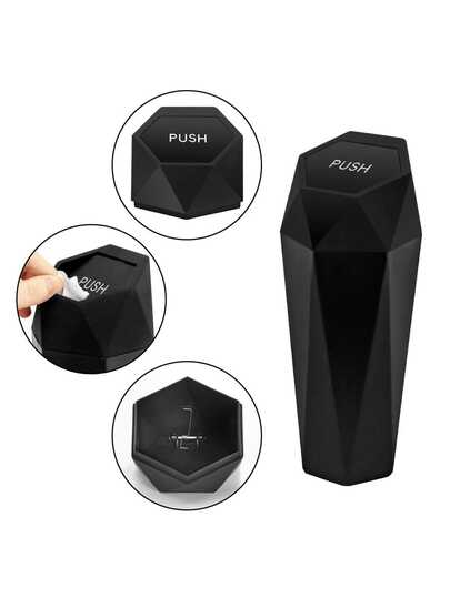 Thùng rác mini gắn nắp đậy kiểu ấn cho ô tô - 1 chiếc, phụ kiện nội thất ô tô mini, thùng rác chống rò rỉ, hộp đựng đồ đa năng, thích hợp cho ô tô, nhà cửa, văn phòng.