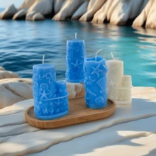 1pc Minimalist Geometric Seashell Pillar Candle, Summer Seasonal Holiday Candle, Atmosphere Candle For Wedding And Party Decor - 1PC - View 5