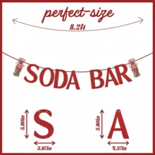 1 Set Vintage Soda Bar Hanging Glitter Letter Pennant Flags - Glitter Red Letters Paired With Retro Soda Bottles, Suitable For 50s Theme Parties, Backyard BBQs, Soda-Themed Birthday, Bridal Shower Decorations - View 5