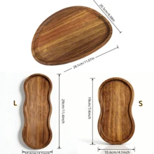 Asymmetrical Acacia Wood Tray - Luxury Decorative Tray, Perfume Tray, Bedroom Storage, Room/Guest Room/Living Room Decor, Jewelry Tray, Vanity Decor, Ideal For Holding Perfume, Jewelry, Bath Products, Cosmetics - Perfect Holiday Gift, Bathroom Accessory, Bathroom Tray - C-Wood Color - View 5