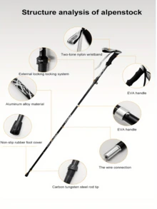 Lightweight, Foldable Aluminum Alloy Trekking Poles With Anti-Shock System - Telescopic And Adjustable For A Comfortable Grip; Unisex Design Suitable For Hiking, Mountaineering, Outdoor Adventures, Camping, Travel, Walking, Trail Running, And Skiing. - Multicolor - View 7