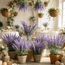 3pcs Artificial Lavender Flowers, UV-Resistant Design No Watering Needed, Suitable For Indoor Living Room Planter Filler, Outdoor Porch Hanging Basket, Window Sill Decor, Entryway Tabletop Vase Insert, Realistic Lavender Home Greenery Decor - Purple - View 4