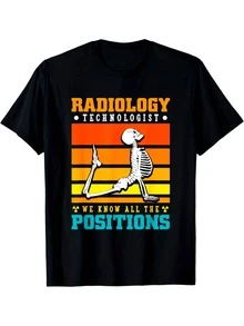 Sabemos de todas las posiciones - Camisetas estampadas de técnico de radiología médica, camisetas cómodas de manga corta con cuello red para hombre, ropa de verano para hombre para exteriores - Negro - Ver 9