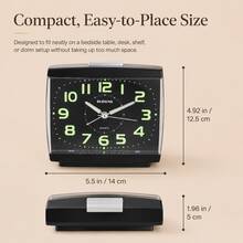 1pc Luminous Analog Alarm Clock, No Ticking Silent With Snooze Function Bedside Clock Suitable For Heavy Sleepers, Metal Appearance ABS Shell Desk Clock, AA Battery Required (Sold Separately), Bedroom Dorm Decor Luminous Alarm Clock, Back To School Gift - Multicolor - View 9