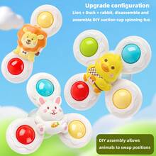 3pcs Animal Shaped Rotating Toys, Upgraded Multi-Functional Design With Suction Cup And Wristband For Car Installation, Strong Suction, Long-Lasting Rotation, Early Sensory Educational Toys, Ideal Birthday Gift For Boys And Girls, For Toddlers - Multicolor - View 18