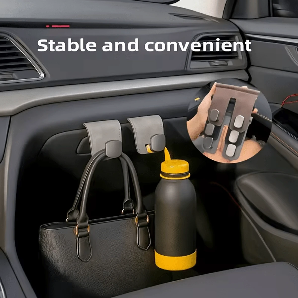 Car Hanger, Front Passenger Glove Box Hanger, Metal Hanging Hook For Car Front Seat Storage, Plush Roller Glove Box Hanger With Faux PU Leather, Universal Decorative Hidden Metal Hanger Design, Strong Load-Bearing, Comes With Rear Seat Organizer Accessories, Fits Multiple Vehicle Models