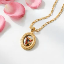 1 pieza Collar con dije de la Virgen de Guadalupe enchapado en oro, cadena de eslabones , joyería religiosa para mujeres, adecuado para el Día de la Madre, , graduación y Ne / - Dorado - Ver 10
