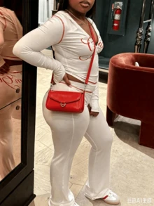 Men's Sexy 2 Pieces Set, Long Sleeve Printed Zip-Up Jacket Paired With Pants, Holiday Outfit White Spring Elegant Summer - White - View 2