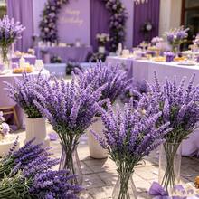 3pcs Artificial Lavender Flowers, UV-Resistant Design No Watering Needed, Suitable For Indoor Living Room Planter Filler, Outdoor Porch Hanging Basket, Window Sill Decor, Entryway Tabletop Vase Insert, Realistic Lavender Home Greenery Decor - Purple - View 2