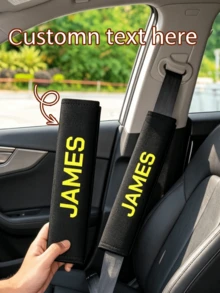 Customized Seatbelt Shoulder Pads, Personalized Name/Letter Car Seatbelt Shoulder Covers - Soft And Suitable For All Vehicles, Comfortable For Sedan, Truck, Long Driving, Black/Red/Gray Gift, Car Seatbelt Shoulder Protector, Durable Safety Belt Accessories, Suitable For Valentine's Day Gift Or Car Interior Decor - Multicolor - View 1