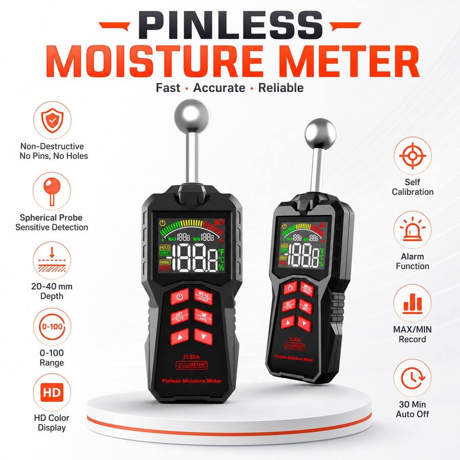 Digital Hygrometer, High Precision Moisture Meter For Wood, Wall, Damp Detection With Backlight, Dew Point Measurement