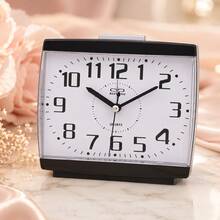 1pc Luminous Analog Alarm Clock, No Ticking Silent With Snooze Function Bedside Clock Suitable For Heavy Sleepers, Metal Appearance ABS Shell Desk Clock, AA Battery Required (Sold Separately), Bedroom Dorm Decor Luminous Alarm Clock, Back To School Gift - Multicolor - View 17