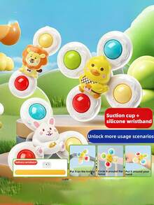 3pcs Animal Shaped Rotating Toys, Upgraded Multi-Functional Design With Suction Cup And Wristband For Car Installation, Strong Suction, Long-Lasting Rotation, Early Sensory Educational Toys, Ideal Birthday Gift For Boys And Girls, For Toddlers - Multicolor - View 17