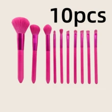 Bộ 10 cọ trang điểm chuyên nghiệp, bao gồm cọ phấn phủ, cọ tạo khối, cọ má hồng, cọ nền, cọ phấn mắt, cọ che khuyết điểm, với sợi lông siêu mềm và tay cầm thời trang. - Màu Hồng Tươi - Xem 11