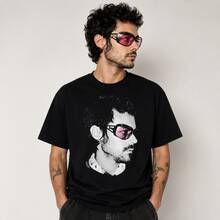 Playera de hombre manga corta con estampado TOGETHER, estilo street casual - Negro - Ver 2