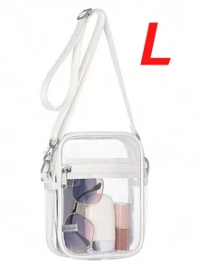 1pc Transparent Crossbody Bag, Approved For Stadiums, Suitable For Concerts, Sports Events, PVC Material, Beach Bag, Beach Bag, Summer Clothing, Minimalist Transparent Square Zipper Bag, Multi-Functional Crossbody Bag, Multi-Functional Storage Bag,Back To School,Back To School - Multicolor - View 13