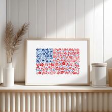 1pc Watercolor Style American Flag & Floral Pattern: Patriotic Wall Art, Independence Day Celebration, Frameable Or Unframed, Ideal Housewarming Gift, College Dorm Apartment Decor, Suitable For Hotel, Home, Living Room, Bedroom, Bathroom And Office Wall Decoration - A - View 2