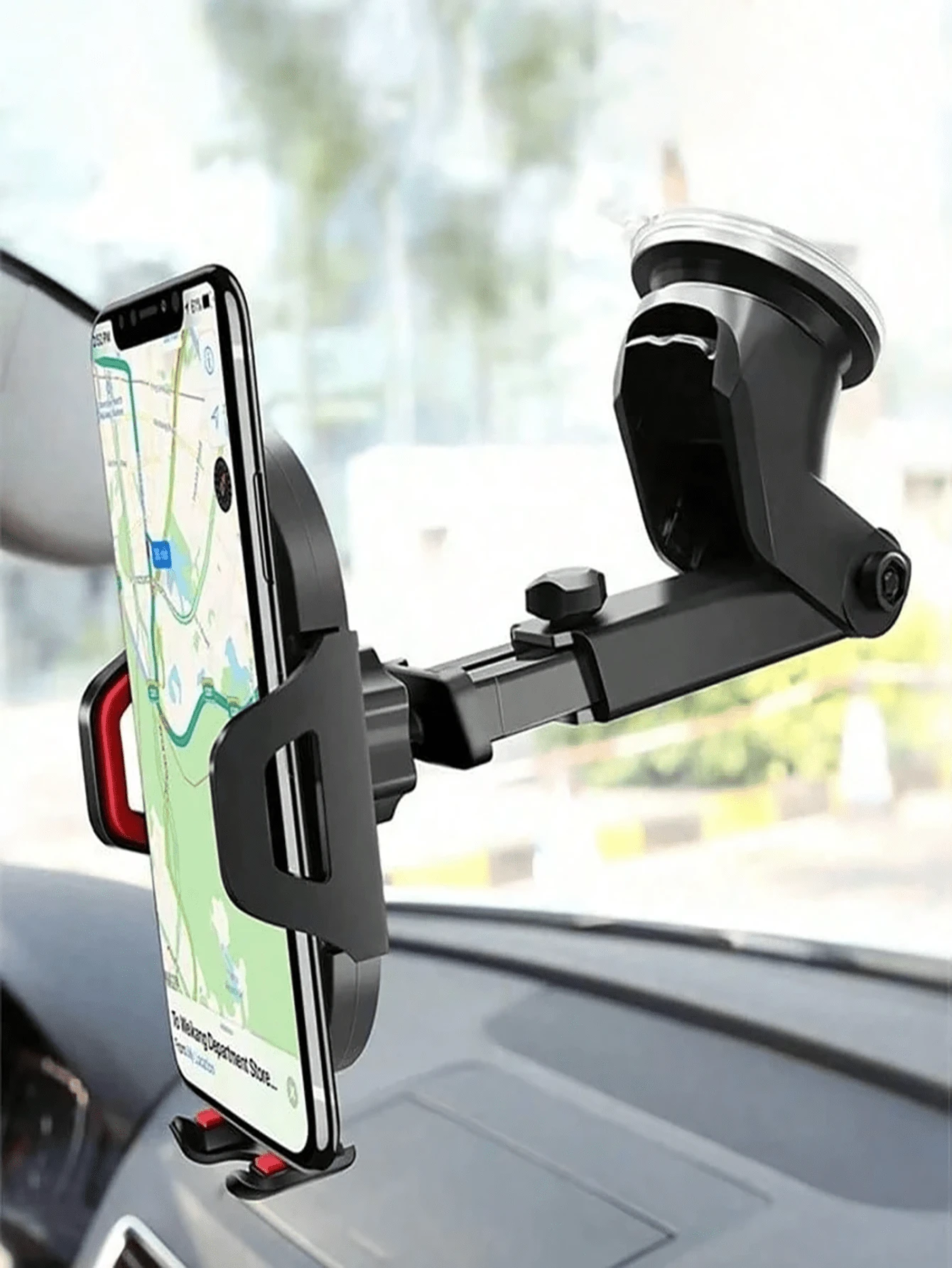 Multifunctional Suction Cup Car Phone Holder, Telescopic Navigation Mount, Shockproof & Anti-Slip, Ultra-Stable, Easy Installation & Portable, Suitable For Car And Desktop, Compatible With All Phone Models, Multiple Styles Available, Essential Gift For Driving Enthusiasts, Car Accessories, Smartphone Holder - Black B - View 1