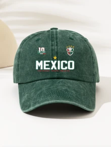 1pc Fashionable Minimalist Washed Baseball Cap With "MEXICO 10 KING" Print, Suitable Gift For Family And Friends, High-Quality Decoration For All Seasons, Unisex Essential Fashion Item, Ideal For Outdoor Sports, Lightweight And Portable - Washed Baseball Cap - View 2