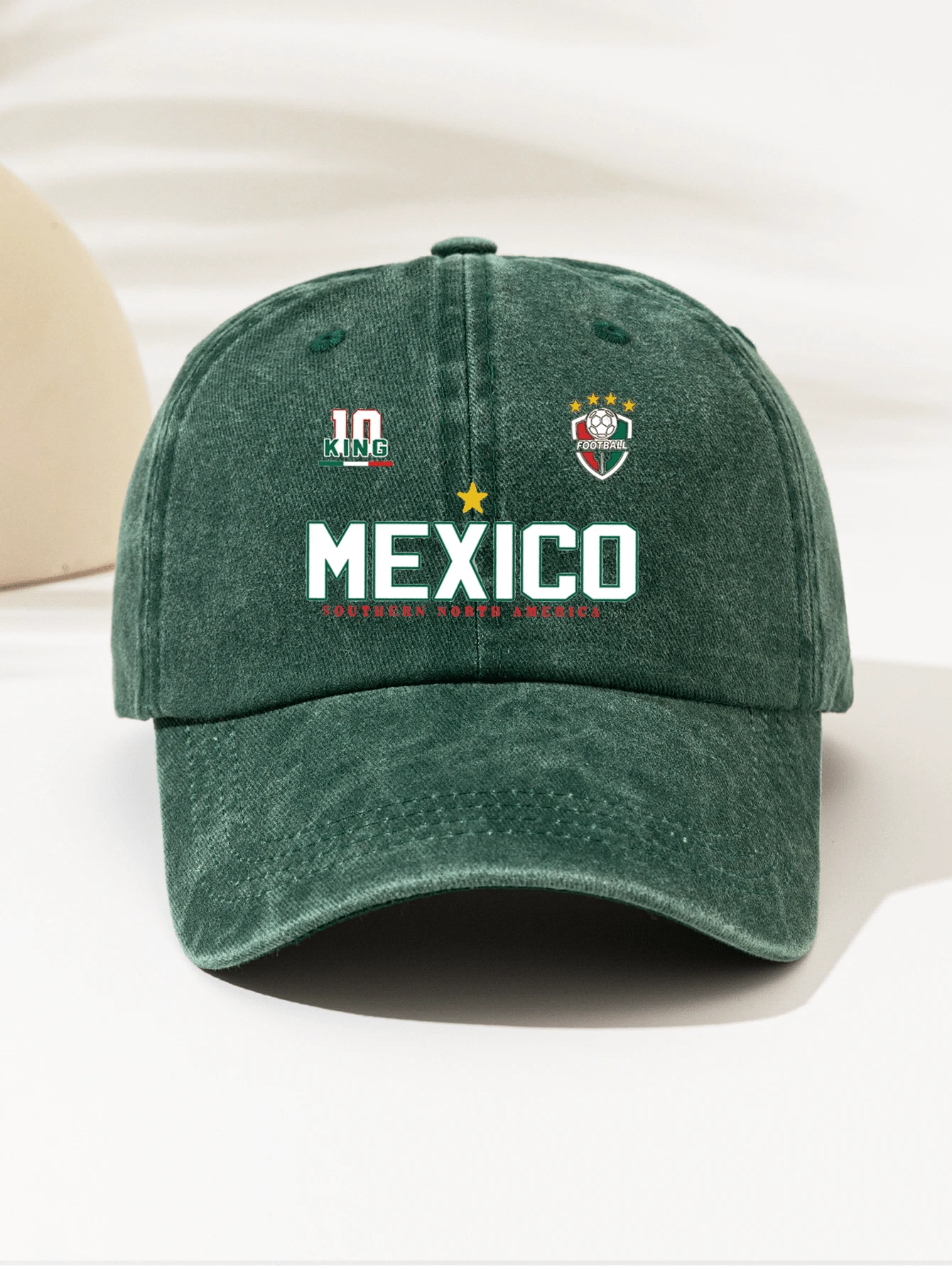 1pc Fashionable Minimalist Washed Baseball Cap With "MEXICO 10 KING" Print, Suitable Gift For Family And Friends, High-Quality Decoration For All Seasons, Unisex Essential Fashion Item, Ideal For Outdoor Sports, Lightweight And Portable