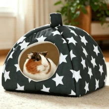 Leopard Print Spotted Decorative Small Pet Bed, Suitable For Hamsters, Guinea Pigs, Rabbits, Removable & Washable Small Animal Winter Sleeping House - A - View 10