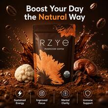 RZYE Mushroom Coffee USDA Organic | 6 Adaptogenic Mushrooms + MCT Oil|USA Grown Instant Coffee | 30 Servings - Mushroom Coffee - 查看 1