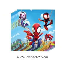 Marvel 20张蓝色蜘蛛侠城市剪影派对餐巾纸，超级英雄主题纸巾，生日用品 - 彩色 - 查看 1