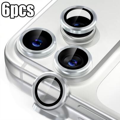 6 miếng bảo vệ ống kính camera màu bạc, tương thích với iPhone 17/17Air/17Pro/17Pro Max/17e, 16/16e/16Pro/16Plus/16Pro Max, 15 Pro Max/15 Pro/15 Plus/15, 14/13/12/11 và nhiều hơn nữa. Chống vết dầu, chống trầy xước, chống vân tay & chống bụi, bảo vệ toàn diện, không bong bóng, dễ lắp đặt. Kính cường lực với khung kim loại, trong suốt độ phân giải cao. Kính cường lực với khung kim loại, trong suốt độ phân giải cao.