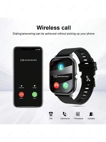 AQMWWG Jam Tangan Pintar Layar Sentuh Penuh 1,83 Inci untuk Pria dan Wanita, Panggilan Nirkabel, Notifikasi Pesan, Penghitung Langkah Olahraga, Kontrol Kamera, Musik Nirkabel, Alarm, Tampilan Jam yang Dapat Disesuaikan, Berbagai Mode Olahraga, Cocok Sebagai Hadiah Liburan - View 3