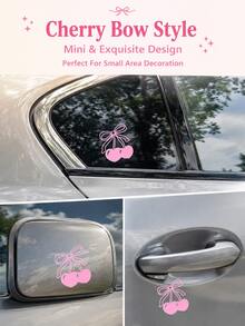 Cute Pink Bow Car Stickers, Soft Style Long Ribbon And Cherry Blossom Bow Decals Suitable For Car Windows And Body - A - View 5