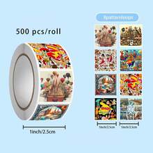 Cuộn 500 miếng dán du lịch Tây Ban Nha, những miếng dán sáng tạo để tự làm ván trượt, bình nước, vali, sổ tay, ốp điện thoại, album ảnh lưu niệm. - Nhiều màu - Xem 7
