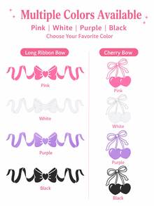 Cute Pink Bow Car Stickers, Soft Style Long Ribbon And Cherry Blossom Bow Decals Suitable For Car Windows And Body - A - View 8
