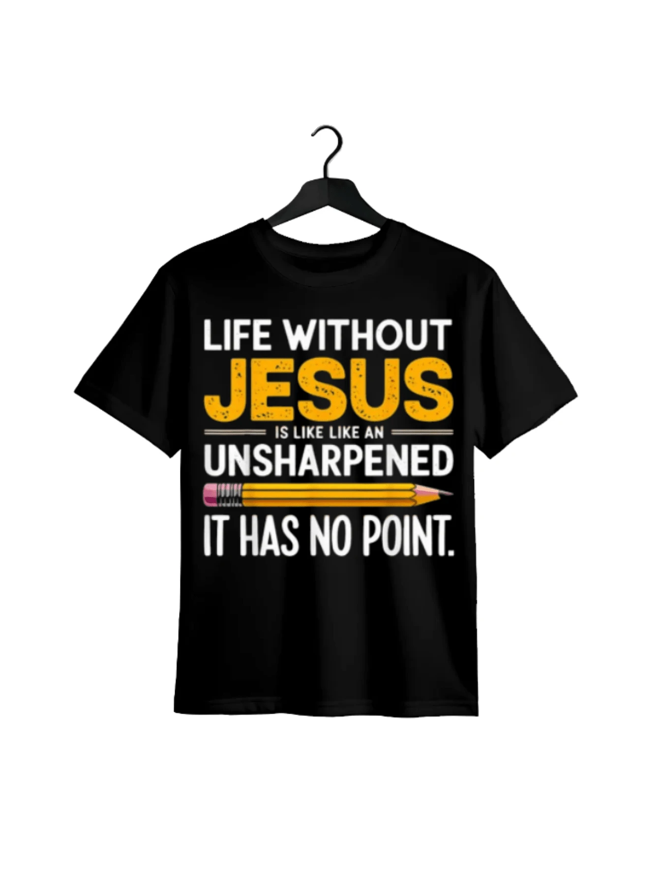 New Arrival,Life Without Jesus Is Not Funny Christian Faith Quote Women'S T-Shirt With Religious Humor Design For Spring/Summer, Machine Washable, Ide - 黑色 - 查看 1