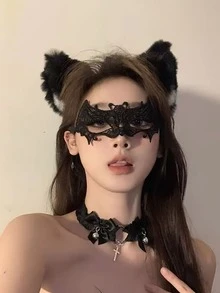 黑色蕾絲化裝舞會面具，威尼斯性感眼罩，神秘鏤空蕾絲女性派對面具，適合嘉年華、萬聖節、Cosplay 派對、婚禮和晚間活動，送給家人和朋友的絕佳節日禮物 - 彩色 - 查看 2