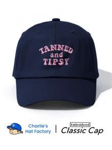 「TANNED And TIPSY」字母刺繡拼色棒球帽 休閒度假帽 - 經典棒球帽 - 查看 20