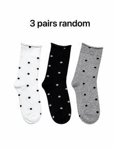 3 Pairs Women's Thin Dot Pattern Socks, Breathable Mesh Net Ankle Socks, Rolled Hem, Korean Style Mid-Calf Socks, Summer - Multicolor - View 6