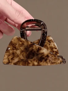 1pc Korean Style Leopard Print Acetate Hair Claw Clip,New Design For Women With Thin Hair,Hair Claw For Updo - Multicolor - View 2