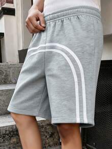 1pc Tween Boys' Summer Streetwear Casual Outdoor Shorts, Fashionable & Versatile - Light Grey - View 8