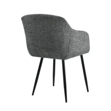 Goeurvant Contemporary Vertical-Stripe Upholstered Dining Chairs With Armrests & Metal Legs For Dining Room, Kitchen, Living Room - Set Of 2 / Set Of 4 / Set Of 6--Slate Grey-Chenille - 板岩灰 - 查看 8