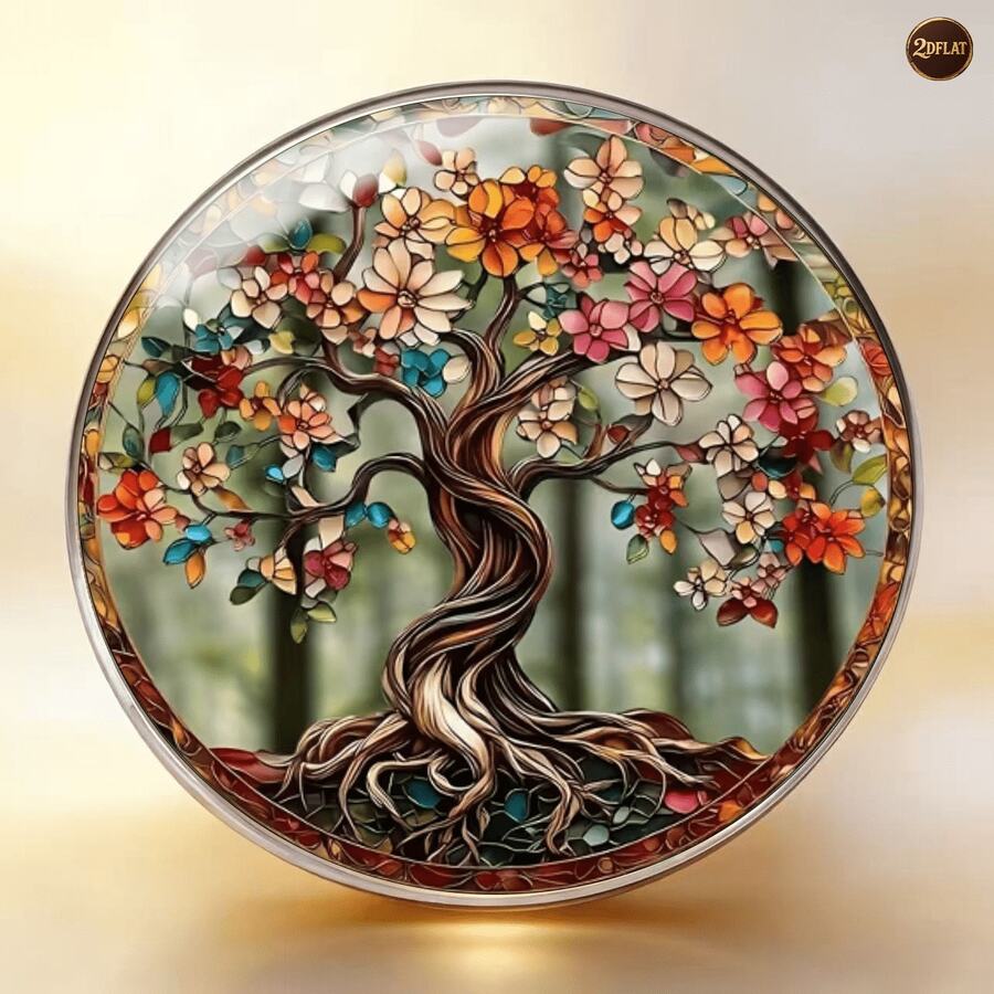 2D 平面彩色生命之树不锈钢胸针,创意圆形植物花卉图案徽章,简约时尚服饰配饰,男女通用翻领别针,复古艺术装饰,耐用防过敏金属胸针,日常通勤穿搭装饰,创意礼物,个性化徽章,植物胸针,精致印刷工艺,优质不锈钢材质 - A - 查看 1