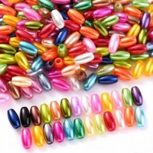 200 hạt ngọc trai giả hình bầu dục 4x8mm màu cầu vồng, làm từ nhựa ABS, thích hợp làm trang sức, đồ thủ công, may mặc, phụ kiện quần áo. - Nhiều màu - Xem 9
